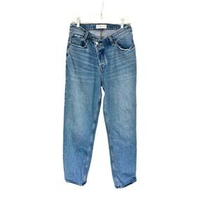 Abercrombie & Fitch Dad Jean Cross‎ Front Straight Leg High Rise Denim Size 6